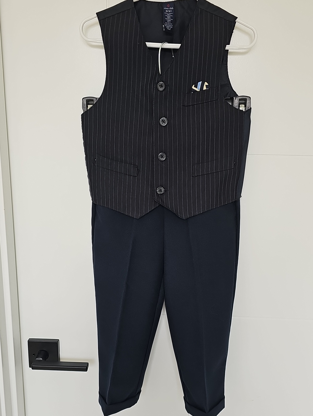 Class Club Navy Blue Pinstripe Dress Vest & Trousers Set Boys Sz 3 3T